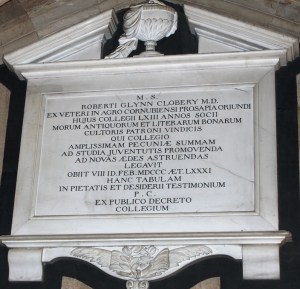 Memorial tablet in the College chapel