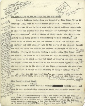 A page from the manuscript of the commentary. (Archive Centre, King’s College, Cambridge. JS-1-70)