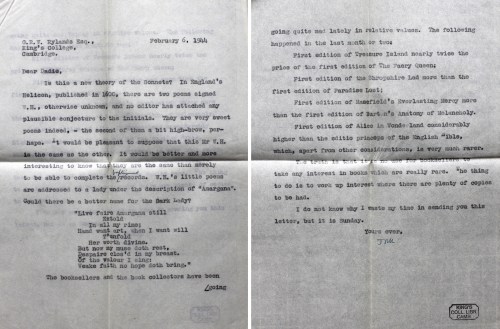 Carbon copy of Keynes’s letter to Dadie Rylands, 6 February 1944