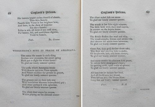 W. H., “Wodenfride’s Song in Praise of Amargana”, England’s Helicon, pp. 68-69