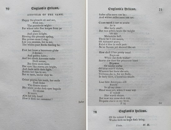 The second poem by W. H. in England’s Helicon, pp. 70-72