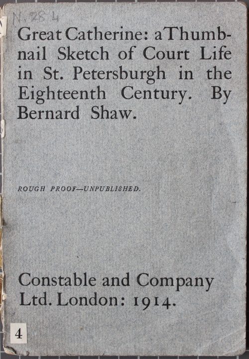 Rough proof copy of "Great Catherine" by Bernard Shaw