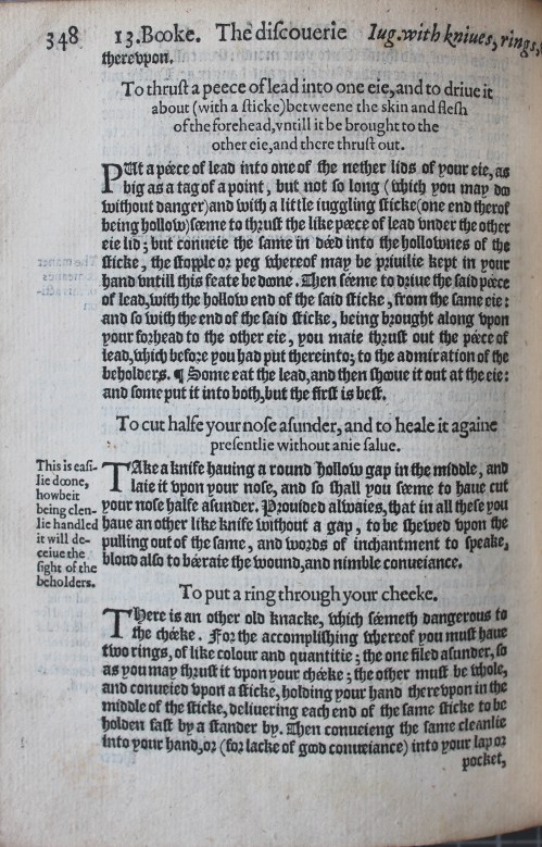 Tricks involving apparent mutilation of the body