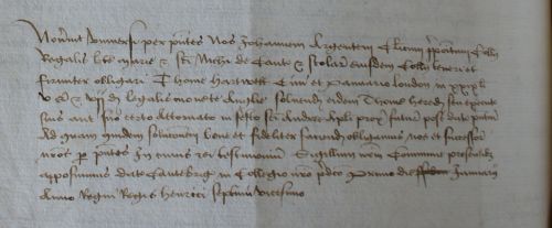 Bond dated 1 January, due 30 November 1505 [KCAR/3/3/1/1/1 fo 195v]