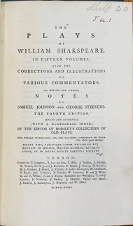 Image of the title page of Johnson's edition of the plays