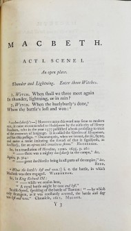 Image of the first page of Macbeth from Johnson's edition of the plays