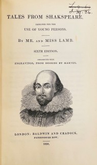 Title page of Tales from Shakspeare, which features an engraving of Shakespeare 