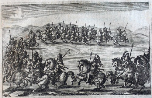 Mounted knights riding in a circle