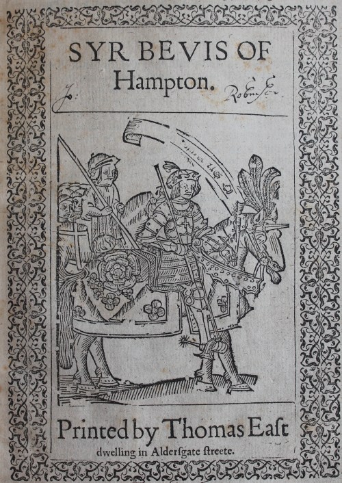 Title page showing Bevis astride Arondel
