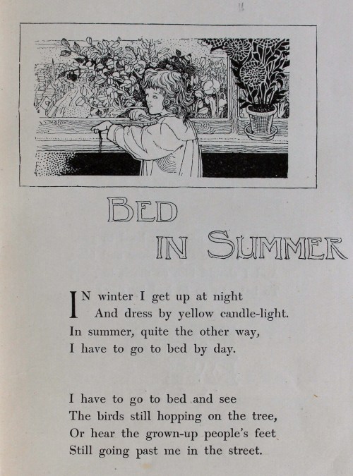 Poem illustrated with a small girl dressed for bed