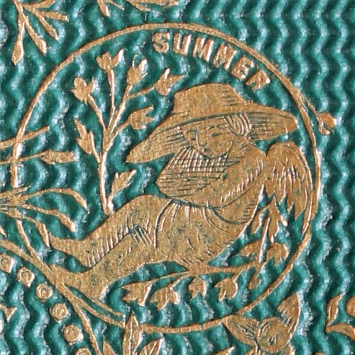Detail from cover depicting summer. A small boy asleep amongst foliage
