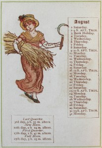 Girl holding a scythe and a sheaf of corn